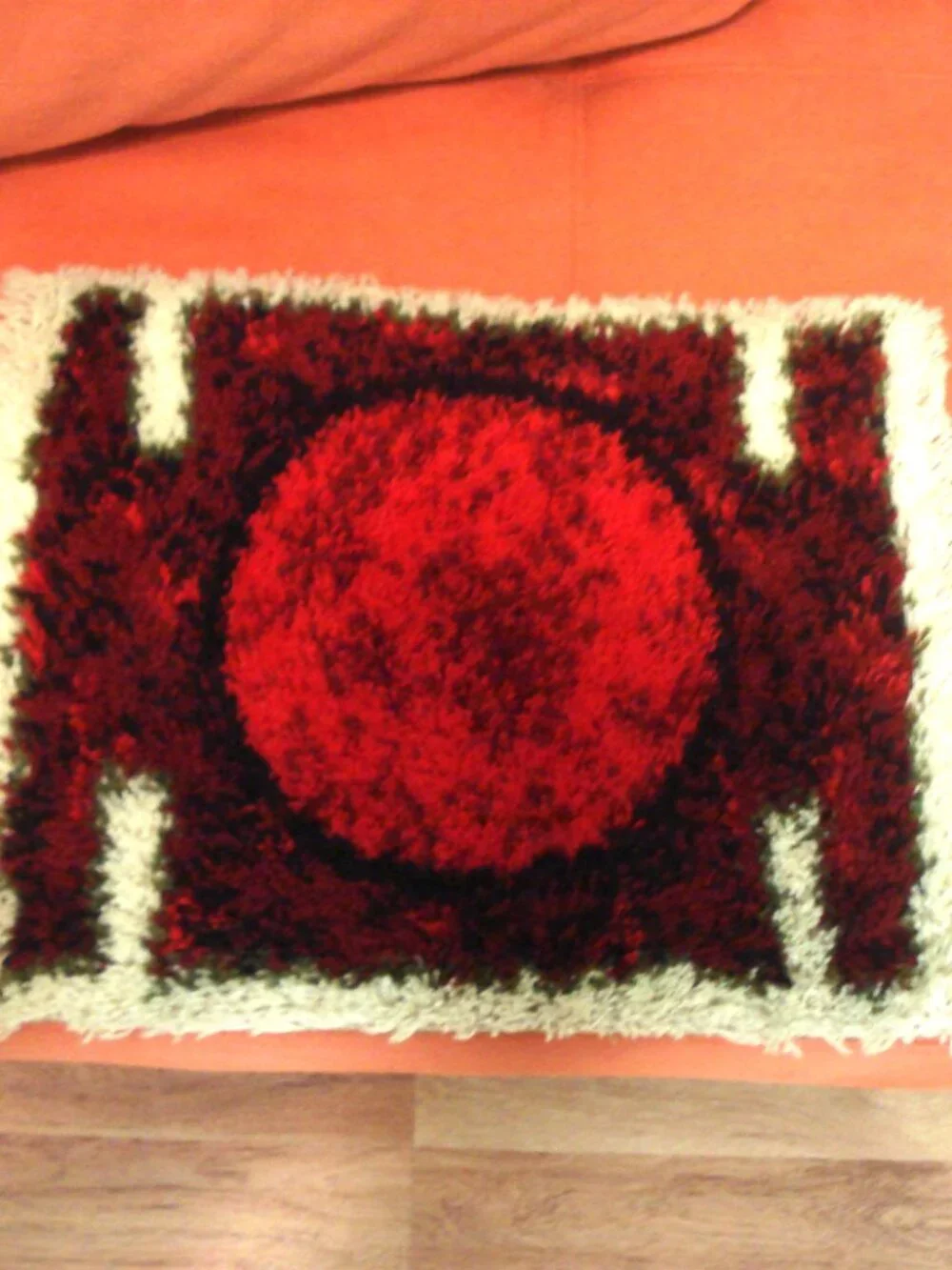 1960's HOJER EKSPORT WILTON Danish Wool Mini Rya Rug Mid Century, Original Label